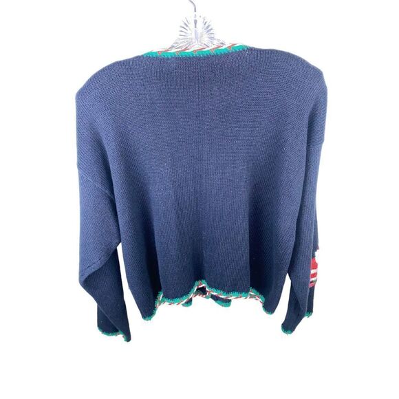 Vtg GLADYS BAGLEY Sweater Cardigan Knit Christmas Santa Women’s Medium - Picture 2 of 8